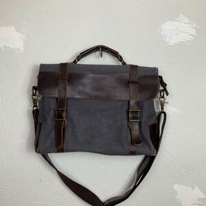 S Zone Canvas Leather Briefcase Side Bag Lake Messenger Bag